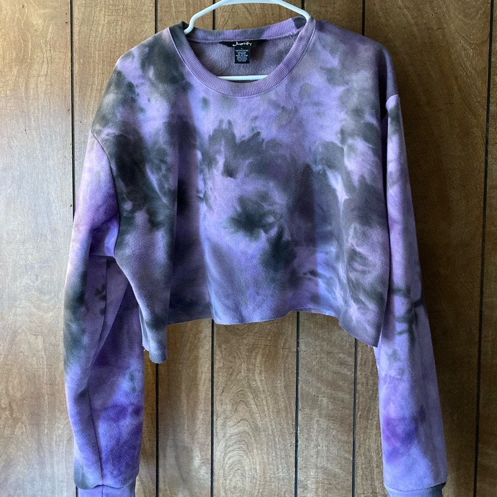 Purple and black cropped sweater